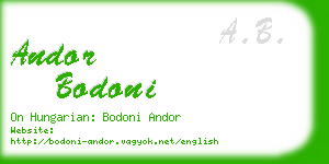andor bodoni business card